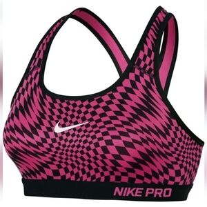Nike Pro Weaped Check pink and black sport bra  size M
